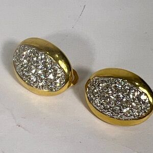 Gold and Silver Crystal Oval Earrings